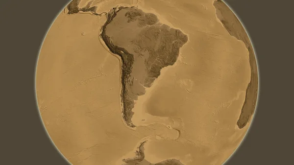 Sepia高地地图 以乌拉圭邻近地区为中心 — 图库照片