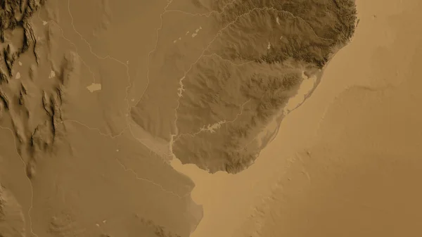 Крупный План Карты Высот Асепии Центром Уругвае — стоковое фото