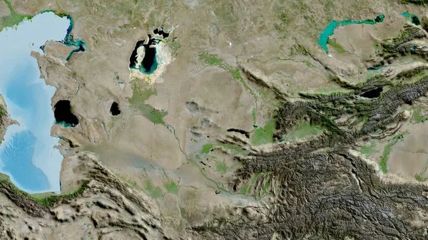 Gros Plan Carte Asatellite Centrée Sur Ouzbékistan — Photo