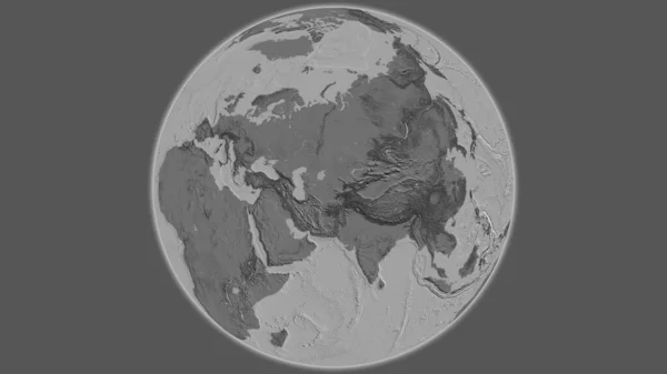 Bilevel globe map centered on Uzbekistan