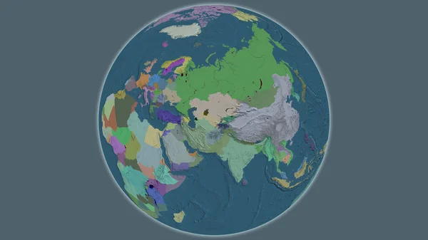 Mapa Mundial Administrativo Centrado Uzbekistán — Foto de Stock