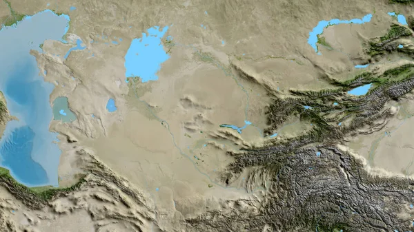 以乌兹别克斯坦为中心的亚卫星地图的近距离拍摄 — 图库照片