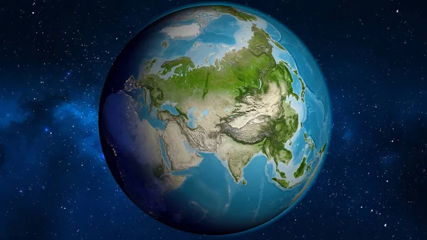 Satellite globe map centered on Uzbekistan