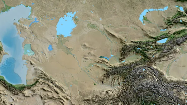 以乌兹别克斯坦为中心的亚卫星地图的近距离拍摄 — 图库照片