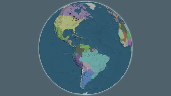 以委内瑞拉为中心的全球行政地图 — 图库照片