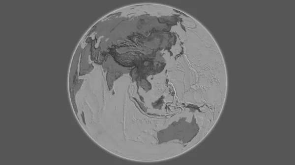 Bilevel globe map centered on Vietnam