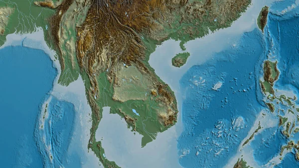 以越南为中心的地区地图的特写 — 图库照片