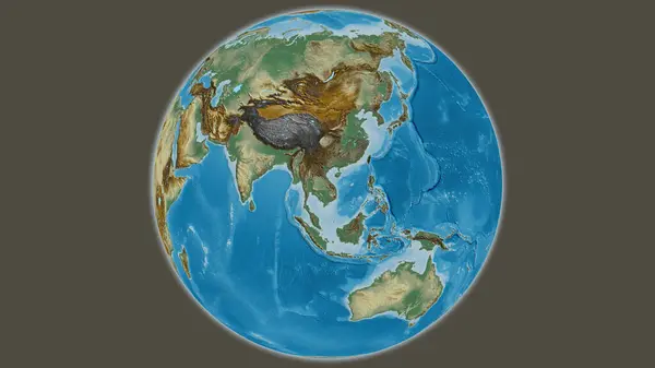 Relief Globus Karte Mit Vietnam Zentrum — Stockfoto