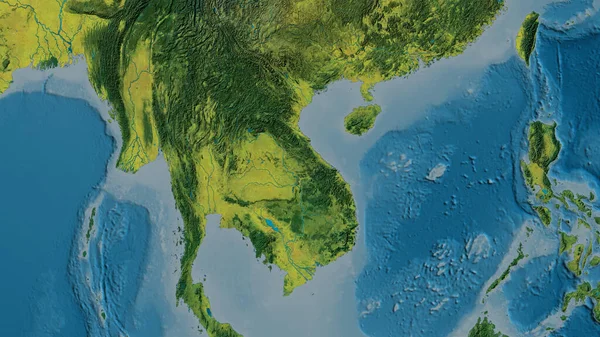 Close Atopographic Map Centered Vietnam — Stock Photo, Image