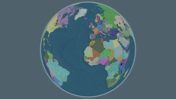 Batı Sahra Merkezli Idari Dünya Haritası — Stok fotoğraf