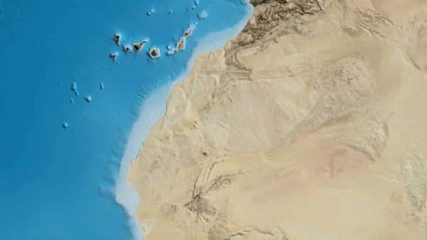 Primo Piano Della Mappa Asatellite Incentrata Sul Sahara Occidentale — Foto Stock