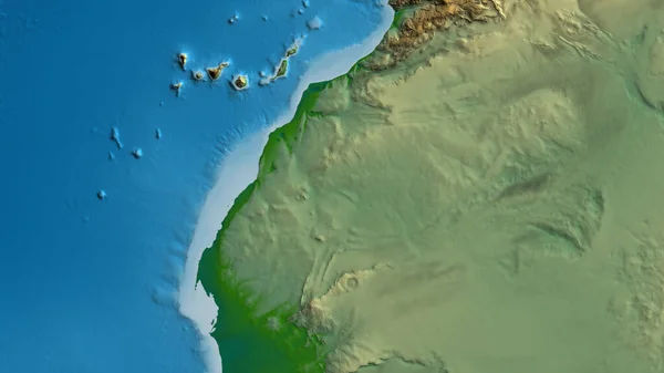 Primer Plano Del Mapa Afísico Centrado Sáhara Occidental —  Fotos de Stock
