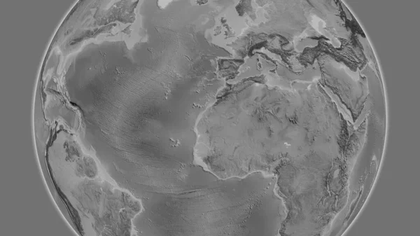 以西撒哈拉邻近地区为中心的灰度地图 — 图库照片