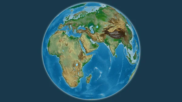 Mapa Físico Globo Centrado Iémen — Fotografia de Stock