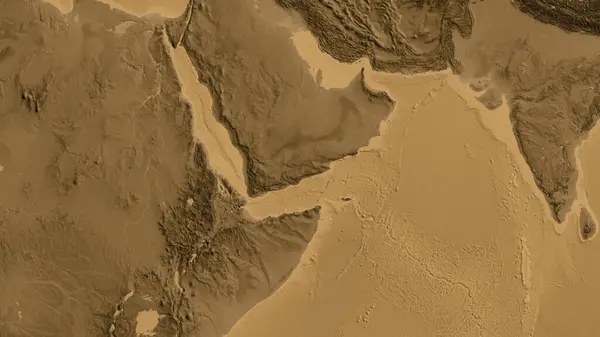 Sepia Yükseklik Haritası Yemen Mahallesinde — Stok fotoğraf
