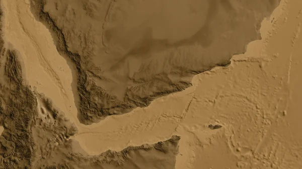 Κοντινό Πλάνο Του Υψομετρικού Χάρτη Asepia Επίκεντρο Την Υεμένη — Φωτογραφία Αρχείου