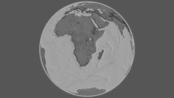 以赞比亚为中心的Bilevel全球地图 — 图库照片