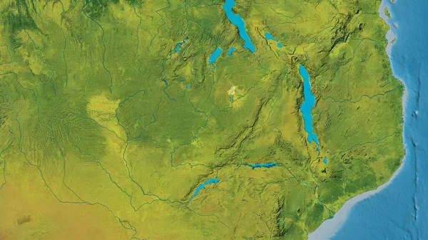 Närbild Atopografisk Karta Centrerad Zambia — Stockfoto