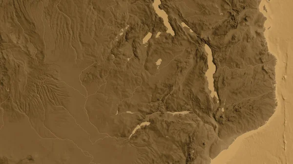 Крупный План Карты Рельефа Асепии Центром Замбии — стоковое фото