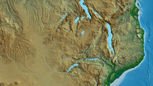 Nahaufnahme Einer Physikalischen Landkarte Mit Sambia Zentrum — Stockfoto