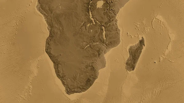 Sepia高地地图 以津巴布韦邻近地区为中心 — 图库照片