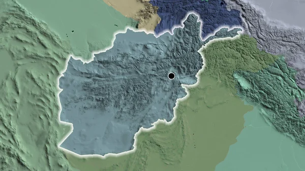 行政地図上のアフガニスタン国境地帯の閉鎖 資本ポイント 全国に光る — ストック写真