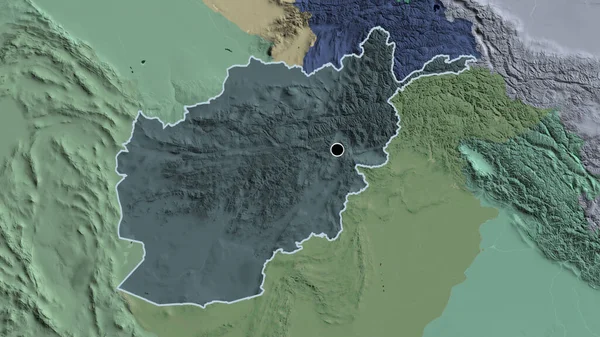 アフガニスタン国境地域の閉鎖は 行政地図上の暗いオーバーレイで強調しています 資本ポイント 全国の概要 — ストック写真