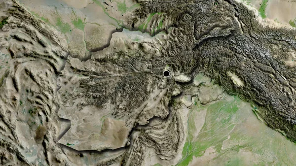 Primer Plano Zona Fronteriza Afganistán Mapa Por Satélite Punto Capital — Foto de Stock
