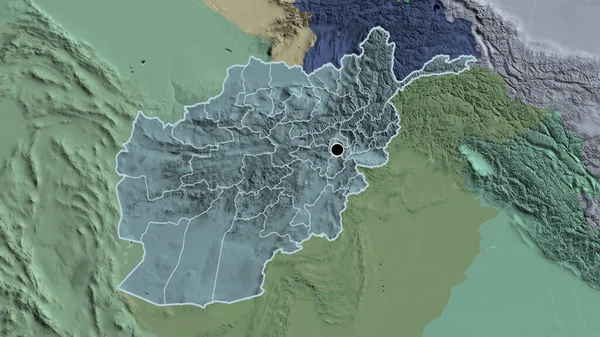 Close Afghanistan Border Area Its Regional Borders Administrative Map Capital — Stock Photo, Image