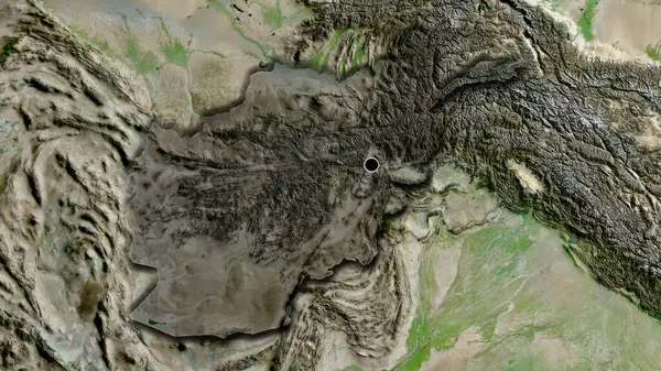 Närbild Afghanistans Gränsområde Med Ett Mörkt Överdrag Satellitkarta Huvudpunkt Skalade — Stockfoto