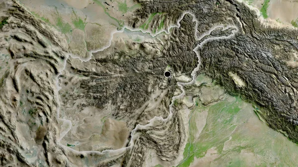 Närbild Afghanistans Gränsområde Satellitkarta Huvudpunkt Glow Runt Landet Form — Stockfoto