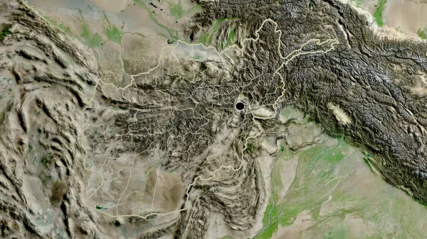 Närbild Afghanistans Gränsområde Och Dess Regionala Gränser Satellitkarta Huvudpunkt Skissera — Stockfoto