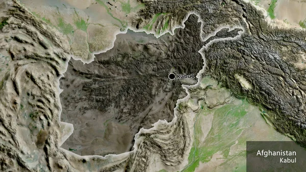 Närbild Afghanistans Gränsområde Med Ett Mörkt Överdrag Satellitkarta Huvudpunkt Glow — Stockfoto