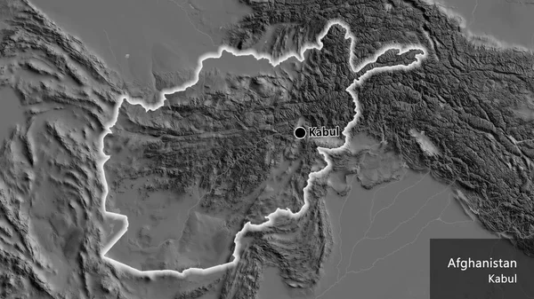 Close Van Het Afghaanse Grensgebied Een Kaart Twee Niveaus Hoofdpunt — Stockfoto