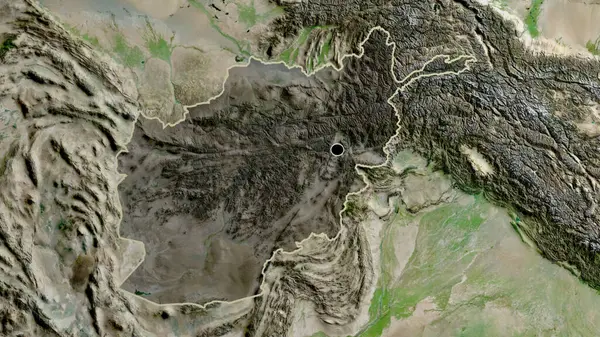아프가니스탄 지역의 촬영은 지도에 어두운 오버레이로 조명되고 있습니다 나라의 모양을 — 스톡 사진
