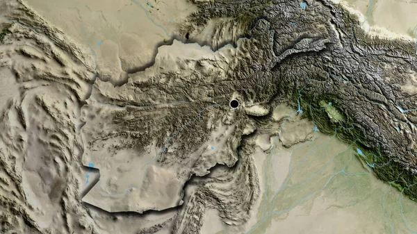 Zbliżenie Afgańskiej Strefy Przygranicznej Zdjęciu Satelitarnym Yahoo Główny Punkt Ścinane — Zdjęcie stockowe