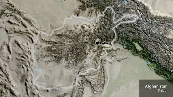 Närbild Afghanistans Gränsområde Satellitkarta Huvudpunkt Glow Runt Landet Form Landets — Stockfoto