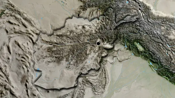 Primer Plano Zona Fronteriza Afganistán Mapa Por Satélite Punto Capital — Foto de Stock