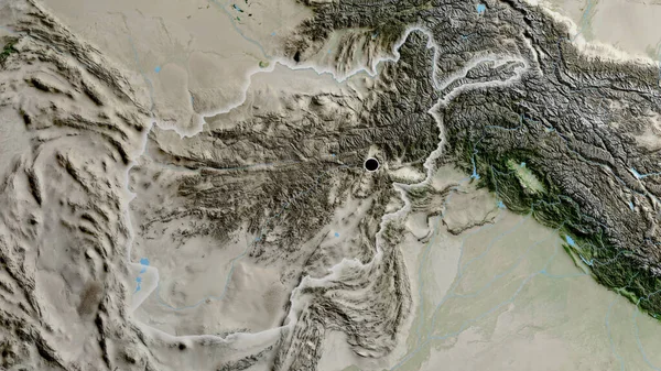 Närbild Afghanistans Gränsområde Satellitkarta Huvudpunkt Glow Runt Landet Form — Stockfoto