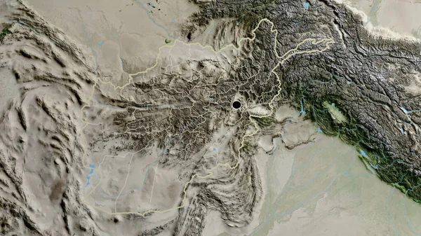 Close Afghanistan Border Area Its Regional Borders Satellite Map Capital — Stock Photo, Image