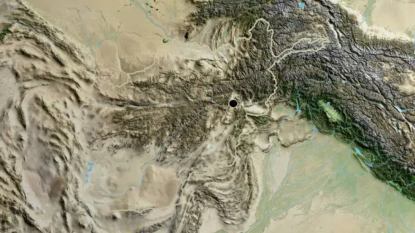 Närbild Afghanistans Gränsområde Satellitkarta Huvudpunkt Skissera Runt Landet Form — Stockfoto