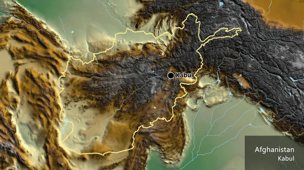 Close Van Het Afghaanse Grensgebied Een Noodlandkaart Hoofdpunt Schets Rond — Stockfoto