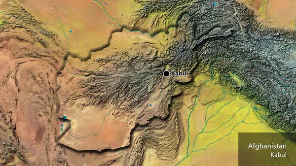 Zbliżenie Afgańskiej Strefy Przygranicznej Mapie Topograficznej Główny Punkt Ścięte Krawędzie — Zdjęcie stockowe