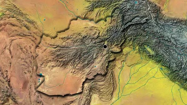 Närbild Afghanistans Gränsområde Topografisk Karta Huvudpunkt Skalade Kanter Lantformen — Stockfoto