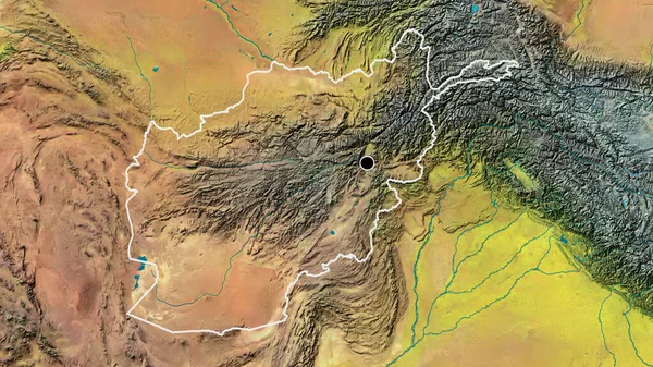 Primer Plano Zona Fronteriza Afganistán Mapa Topográfico Punto Capital Esquema — Foto de Stock