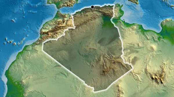 Cezayir Sınır Bölgesinin Yakın Çekimleri Fiziksel Bir Harita Üzerinde Koyu — Stok fotoğraf