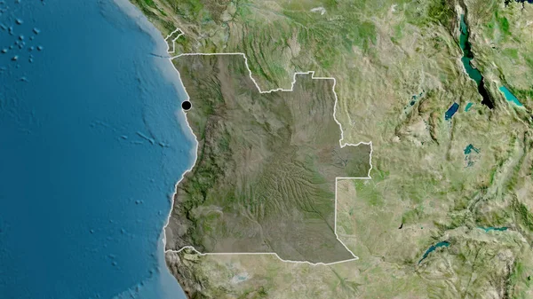 在安哥拉边境地区进行的近距离调查 用卫星地图上的黑暗阴影显示了这一点 资本点 国家形貌概述 — 图库照片