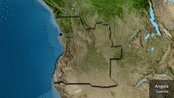 Крупный План Приграничной Зоны Анголы Спутниковой Карте Отличный Момент Скошенный — стоковое фото