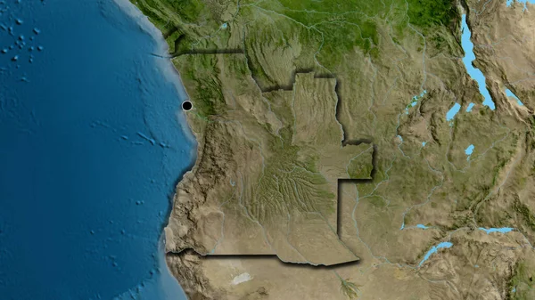衛星地図上のアンゴラ国境地帯の閉鎖 資本ポイント 国の形の縁が隠されている — ストック写真