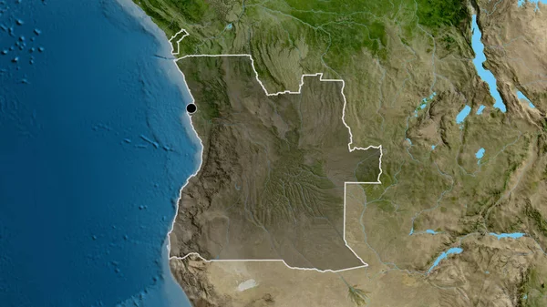 在安哥拉边境地区进行的近距离调查 用卫星地图上的黑暗阴影显示了这一点 资本点 国家形貌概述 — 图库照片